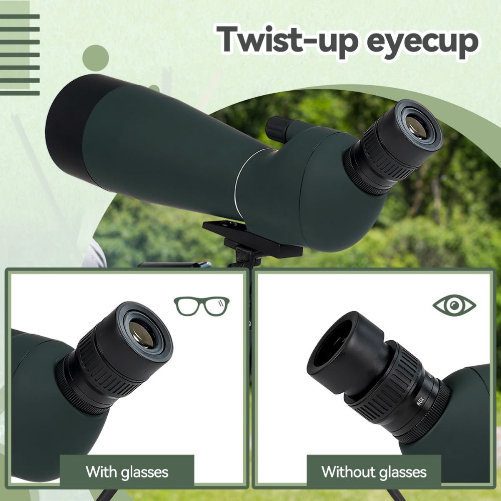 SV28plus 20-60x80mm Spotting Scope 23mm Eyepiece for Target Shooting & Archery With Desktop Tripod