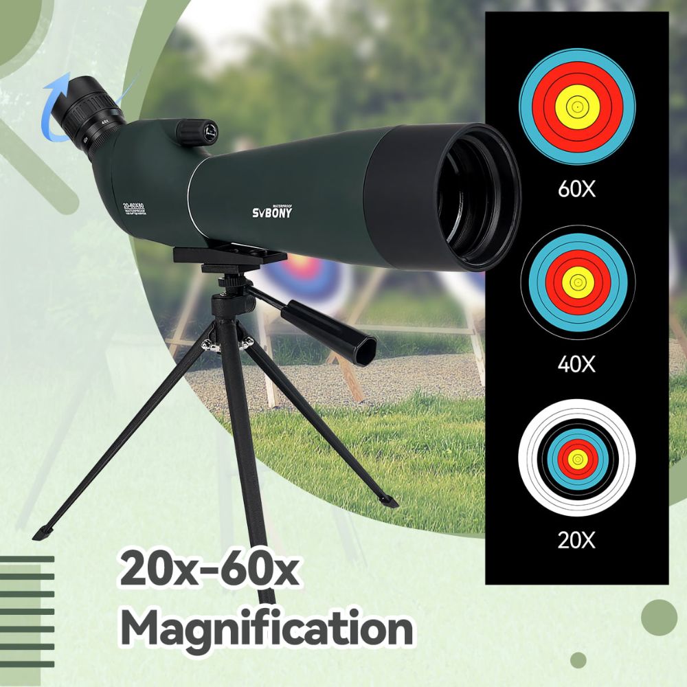 SVBONY SV28PLUS Spotting Scope 20-60x80 FMC Coating 23mm Eyepiece for Target Shooting & Archery With Desktop Tripod