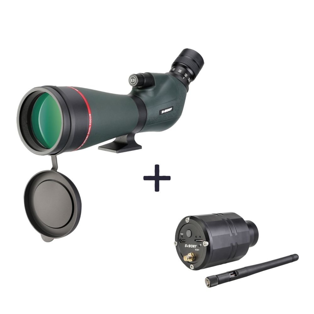 SV406P 20-60X80 ED Spotting Scope with sc001 Wifi Camera for birding photography