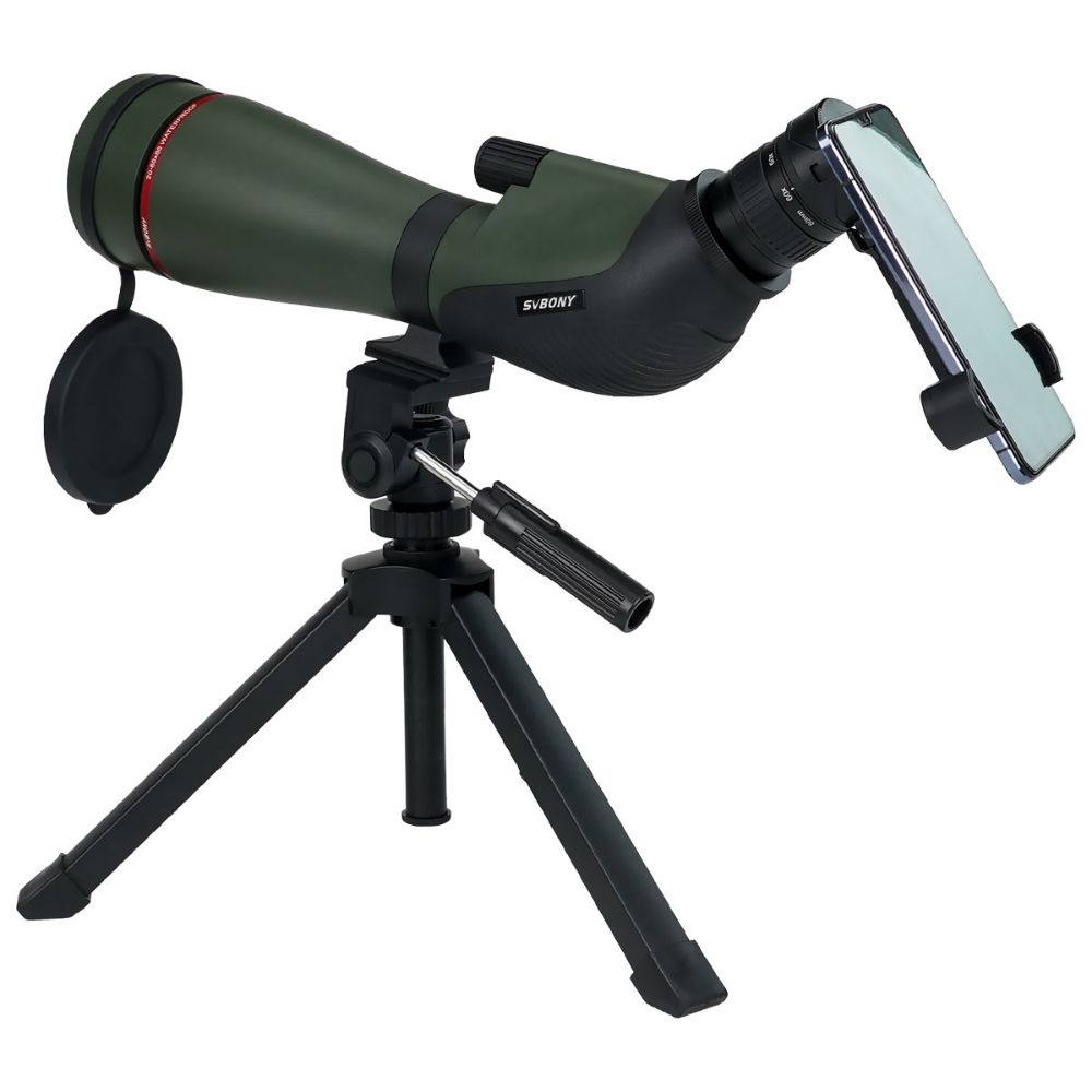 SVBONY SA412 Spotting Scope 20-60X80MM HD FMC 1.25" With Mobile Phone Bracket & Bluetooth Shutter For Middle-range Shooting