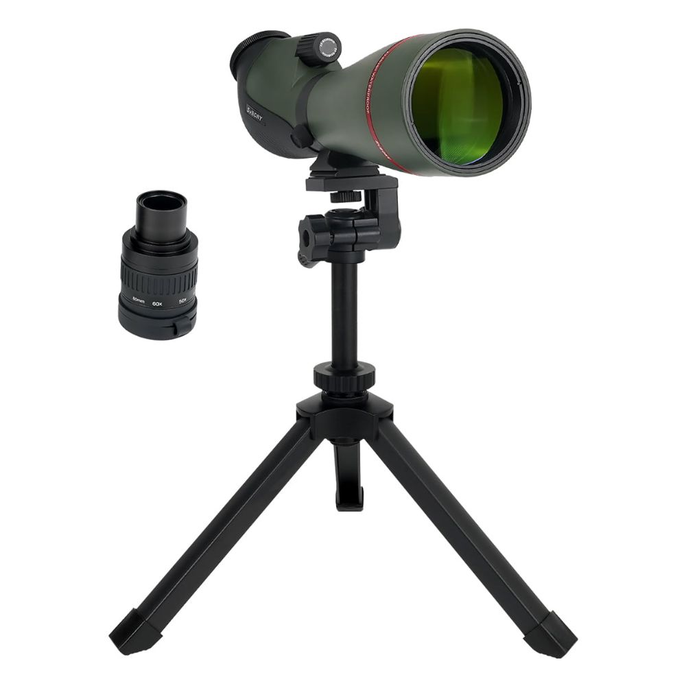 SVBONY SA412 Spotting Scope 20-60X80mm HD FMC 1.25" Detachable Eyepiece With SV146 Adjustable Tabletop Tripod For Middle-range Shooting